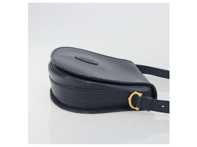 Borsa a tracolla CARTIER Must Line in pelle blu e oro Auth bs36594 D'oro - vista 4