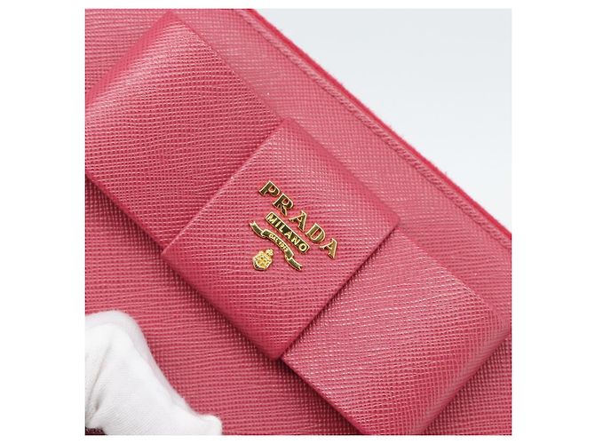 PRADA Saffiano Long Wallet Rosa Goldton Auth BA14620V Pink - Ansicht 13