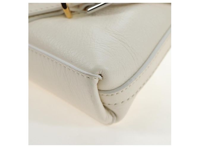 Borsa a Spalla GIVENCHY Voyou in Pelle 2way Bianco Argento Oro Auth 192539V D'oro - vista 13