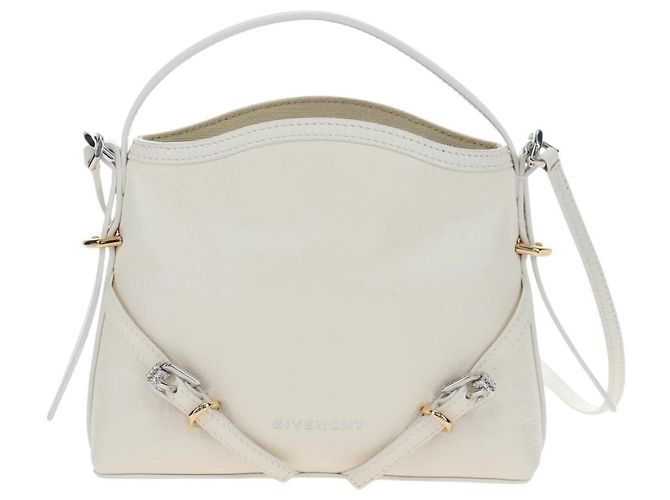 Borsa a Spalla GIVENCHY Voyou in Pelle 2way Bianco Argento Oro Auth 192539V D'oro - vista 2