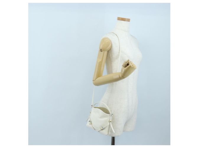 Borsa a Spalla GIVENCHY Voyou in Pelle 2way Bianco Argento Oro Auth 192539V D'oro - vista 22