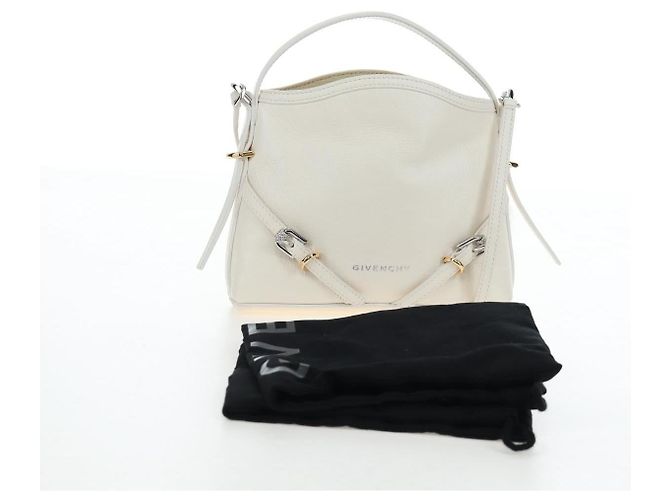 Borsa a Spalla GIVENCHY Voyou in Pelle 2way Bianco Argento Oro Auth 192539V D'oro - vista 23