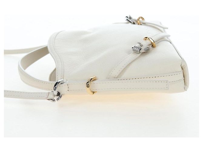 Borsa a Spalla GIVENCHY Voyou in Pelle 2way Bianco Argento Oro Auth 192539V D'oro - vista 4