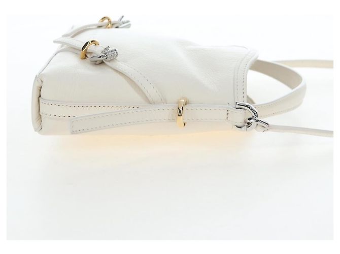 Borsa a Spalla GIVENCHY Voyou in Pelle 2way Bianco Argento Oro Auth 192539V D'oro - vista 5