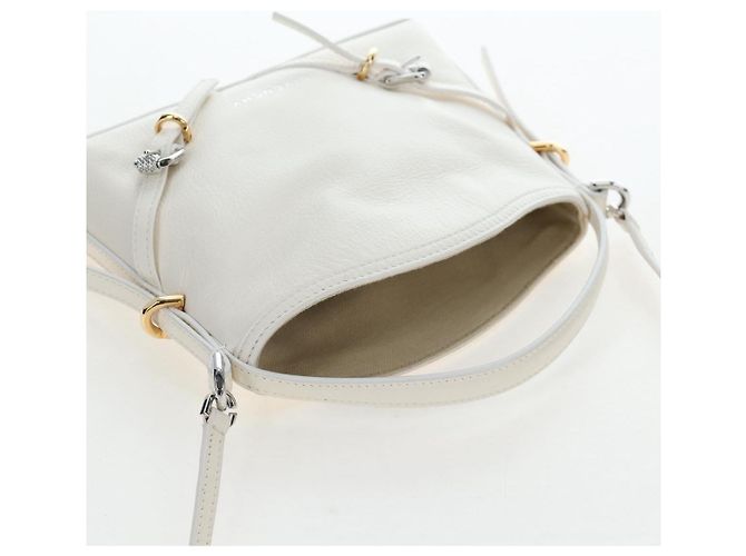 Borsa a Spalla GIVENCHY Voyou in Pelle 2way Bianco Argento Oro Auth 192539V D'oro - vista 6
