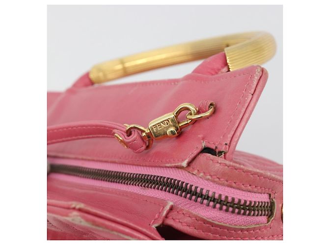 Sac à main FENDI Macaroni en cuir 2way Rose Or Auth 195263 Doré - vue 16