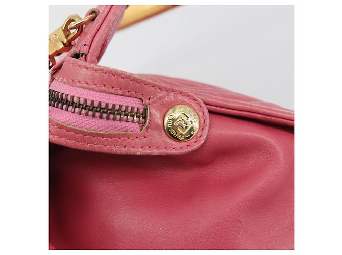Sac à main FENDI Macaroni en cuir 2way Rose Or Auth 195263 Doré - vue 17