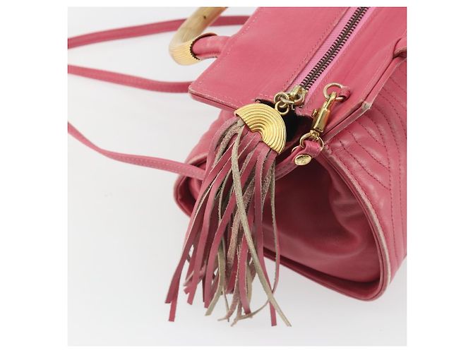 Sac à main FENDI Macaroni en cuir 2way Rose Or Auth 195263 Doré - vue 18