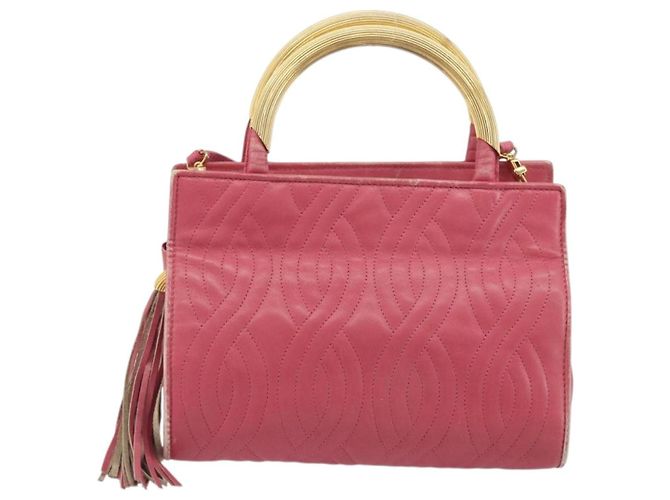 Sac à main FENDI Macaroni en cuir 2way Rose Or Auth 195263 Doré - vue 2