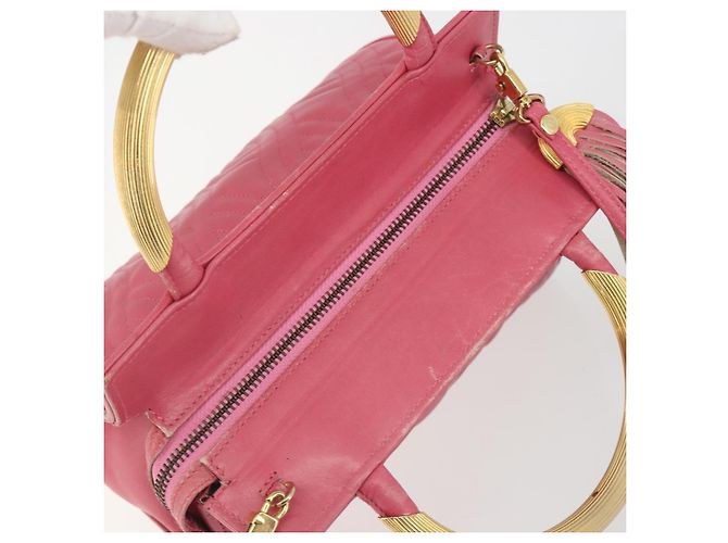 Sac à main FENDI Macaroni en cuir 2way Rose Or Auth 195263 Doré - vue 6