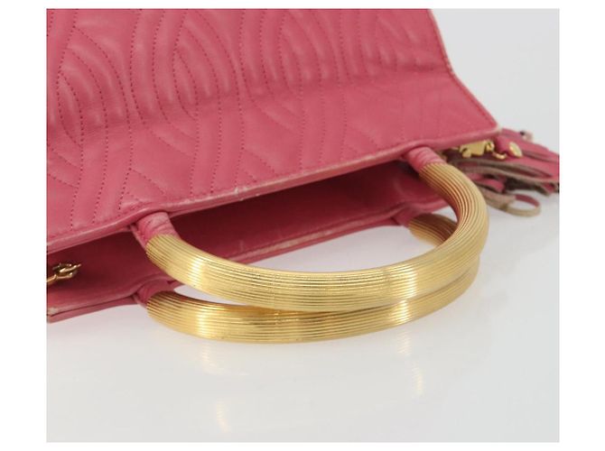 Sac à main FENDI Macaroni en cuir 2way Rose Or Auth 195263 Doré - vue 7