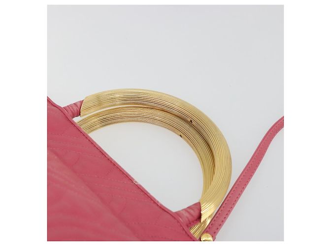 Sac à main FENDI Macaroni en cuir 2way Rose Or Auth 195263 Doré - vue 8