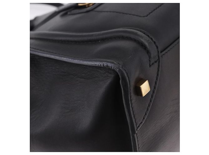 Céline CELINE Luggage Mini shopper Handtasche aus Kalbsleder Schwarz Silber Auth 194754V - Ansicht 10