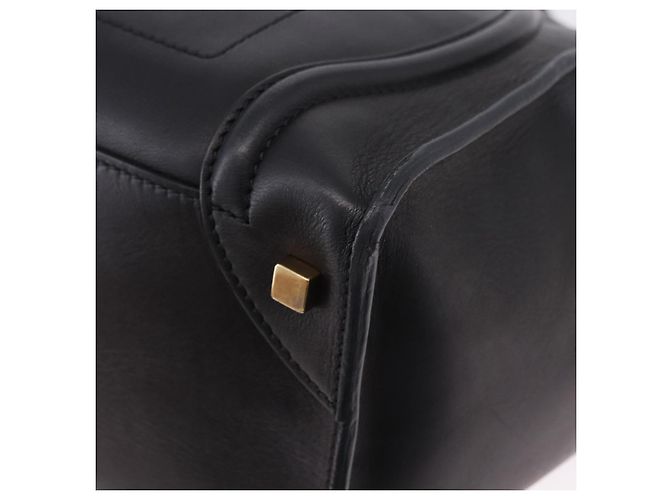 Céline CELINE Luggage Mini shopper Handtasche aus Kalbsleder Schwarz Silber Auth 194754V - Ansicht 11