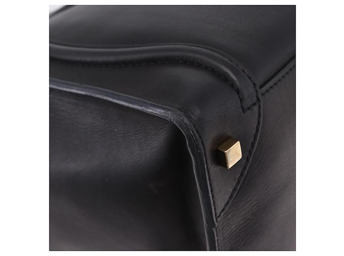 Céline CELINE Luggage Mini shopper Handtasche aus Kalbsleder Schwarz Silber Auth 194754V - Ansicht 12