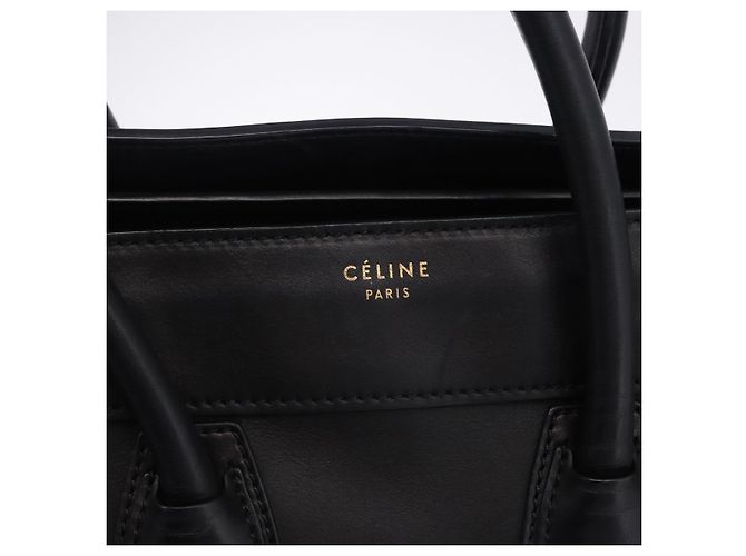 Céline CELINE Luggage Mini shopper Handtasche aus Kalbsleder Schwarz Silber Auth 194754V - Ansicht 14