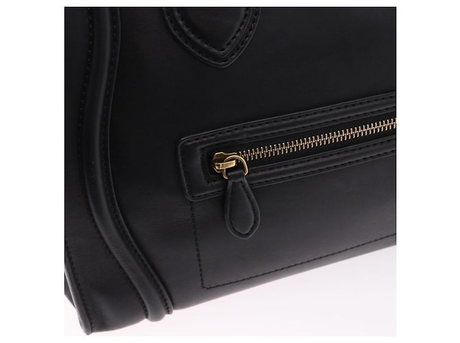 Céline CELINE Luggage Mini shopper Handtasche aus Kalbsleder Schwarz Silber Auth 194754V - Ansicht 15