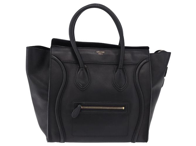 Céline CELINE Luggage Mini shopper Handtasche aus Kalbsleder Schwarz Silber Auth 194754V - Ansicht 2
