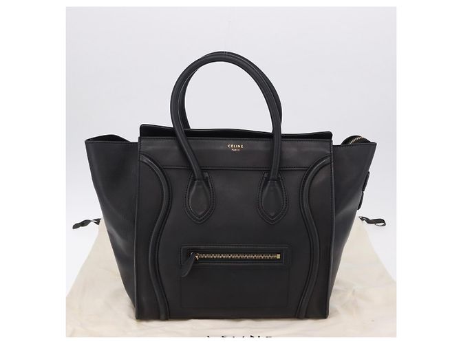 Céline CELINE Luggage Mini shopper Handtasche aus Kalbsleder Schwarz Silber Auth 194754V - Ansicht 24