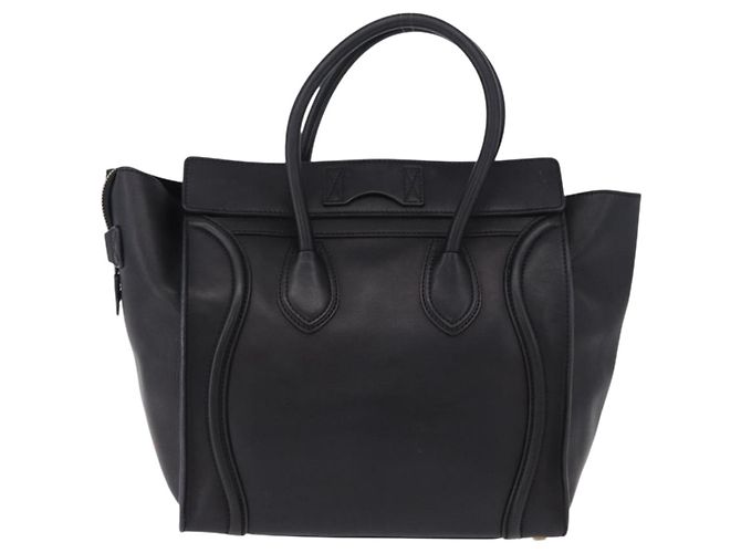 Céline CELINE Luggage Mini shopper Handtasche aus Kalbsleder Schwarz Silber Auth 194754V - Ansicht 3