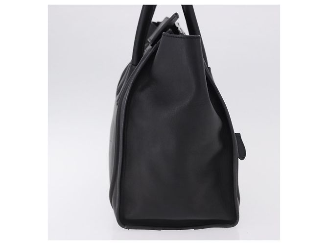 Céline CELINE Luggage Mini shopper Handtasche aus Kalbsleder Schwarz Silber Auth 194754V - Ansicht 5
