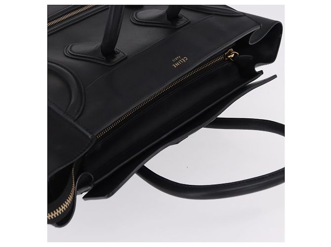 Céline CELINE Luggage Mini shopper Handtasche aus Kalbsleder Schwarz Silber Auth 194754V - Ansicht 6