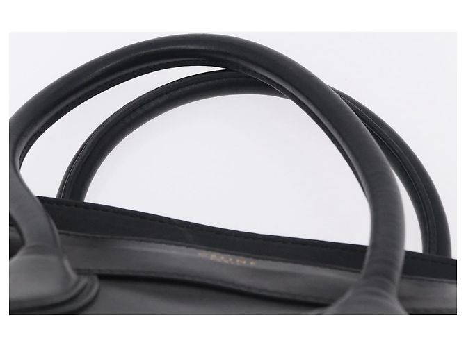 Céline CELINE Luggage Mini shopper Handtasche aus Kalbsleder Schwarz Silber Auth 194754V - Ansicht 8