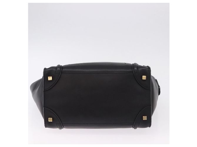 Céline CELINE Luggage Mini shopper Handtasche aus Kalbsleder Schwarz Silber Auth 194754V - Ansicht 9