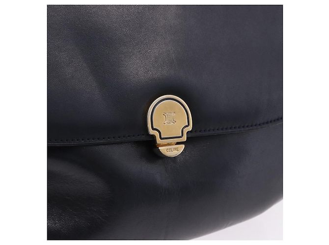 Céline Borsa a Spalla CELINE in Pelle Blu Navy e Oro Auth 193580A D'oro - vista 14