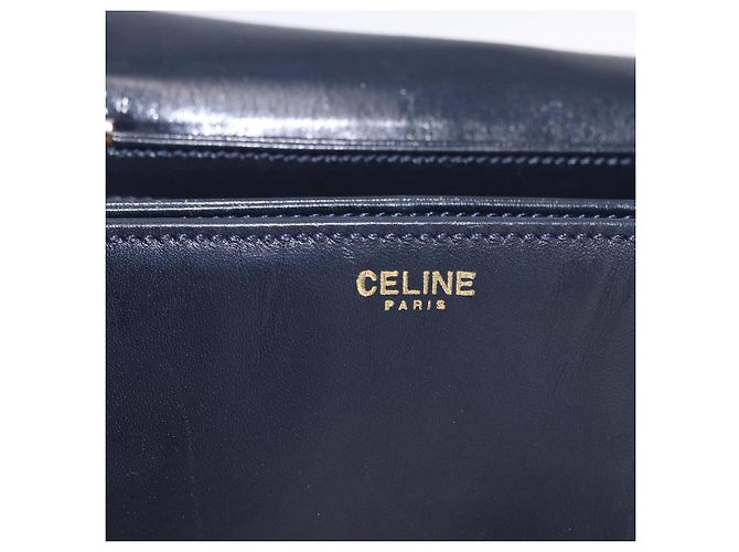 Céline Borsa a Spalla CELINE in Pelle Blu Navy e Oro Auth 193580A D'oro - vista 16