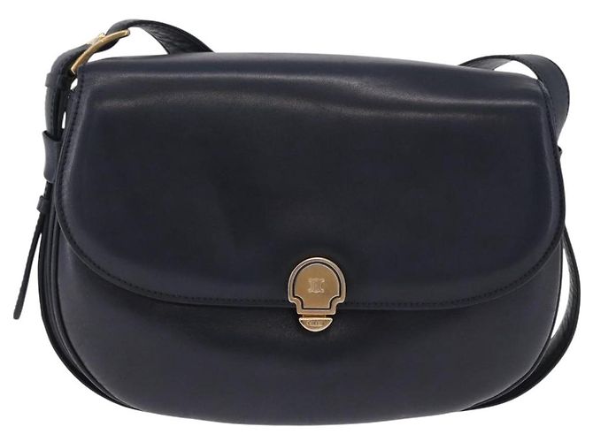 Céline Borsa a Spalla CELINE in Pelle Blu Navy e Oro Auth 193580A D'oro - vista 2