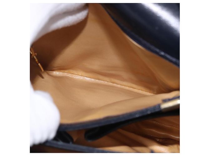 Céline Borsa a Spalla CELINE in Pelle Blu Navy e Oro Auth 193580A D'oro - vista 21
