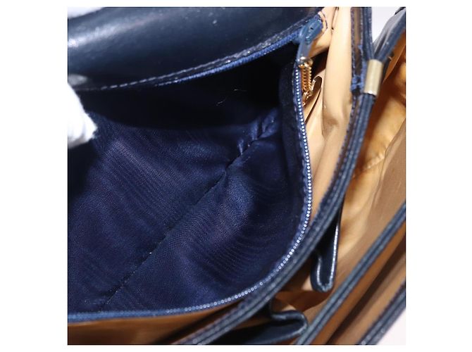 Céline Borsa a Spalla CELINE in Pelle Blu Navy e Oro Auth 193580A D'oro - vista 23