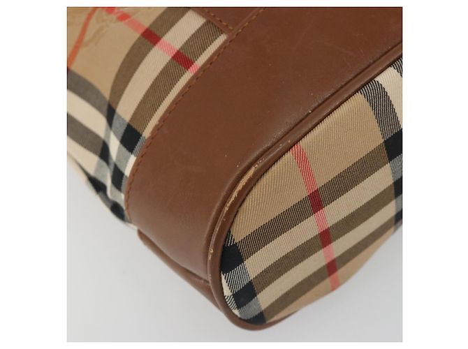 Borsa a Spalla Burberrys Nova Check in Tela Beige Marrone Auth 194078A - vista 11