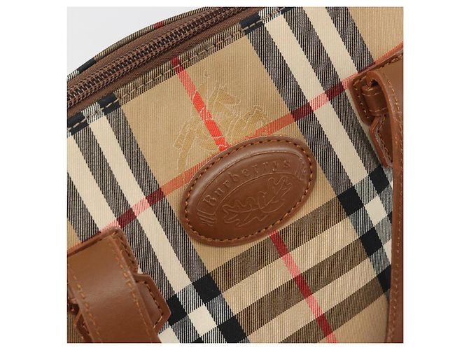 Borsa a Spalla Burberrys Nova Check in Tela Beige Marrone Auth 194078A - vista 14