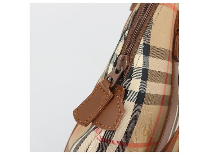 Borsa a Spalla Burberrys Nova Check in Tela Beige Marrone Auth 194078A - vista 15