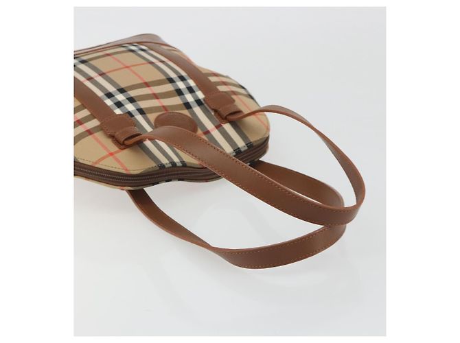 Borsa a Spalla Burberrys Nova Check in Tela Beige Marrone Auth 194078A - vista 7