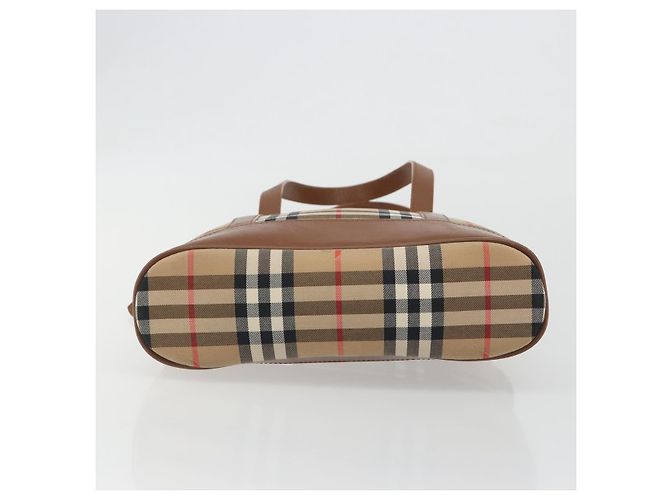 Borsa a Spalla Burberrys Nova Check in Tela Beige Marrone Auth 194078A - vista 9