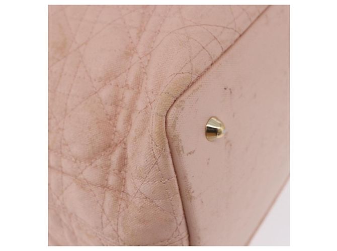 Borsa Christian Dior Canage in Tela Rosa Gold Tone Auth 194165 - vista 10