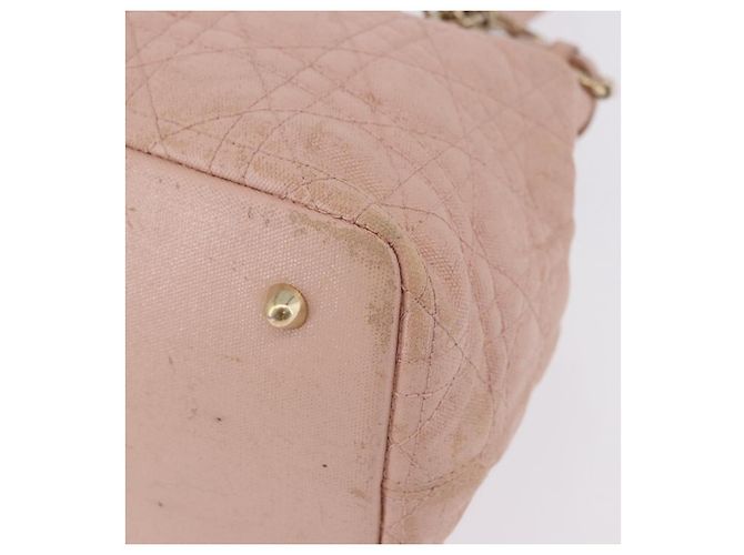 Borsa Christian Dior Canage in Tela Rosa Gold Tone Auth 194165 - vista 11