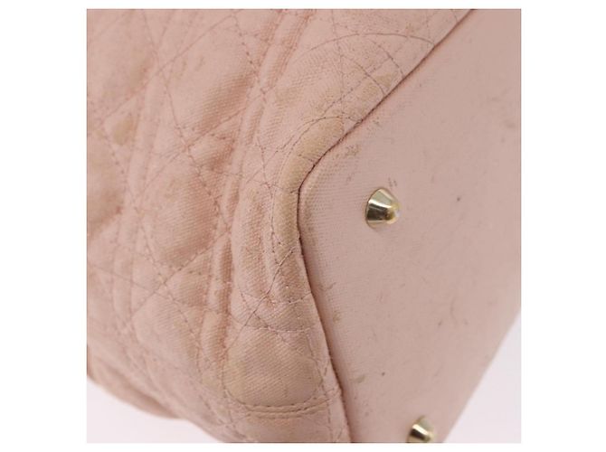 Borsa Christian Dior Canage in Tela Rosa Gold Tone Auth 194165 - vista 12