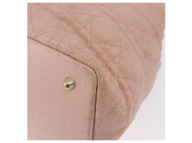 Borsa Christian Dior Canage in Tela Rosa Gold Tone Auth 194165 - vista 13