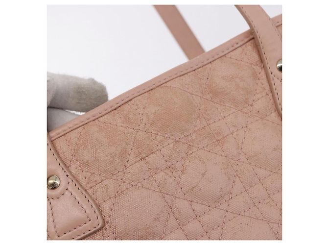Borsa Christian Dior Canage in Tela Rosa Gold Tone Auth 194165 - vista 15