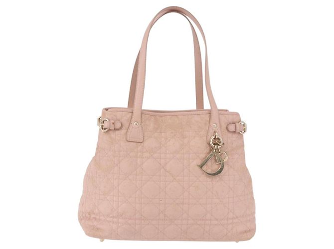 Borsa Christian Dior Canage in Tela Rosa Gold Tone Auth 194165 - vista 2