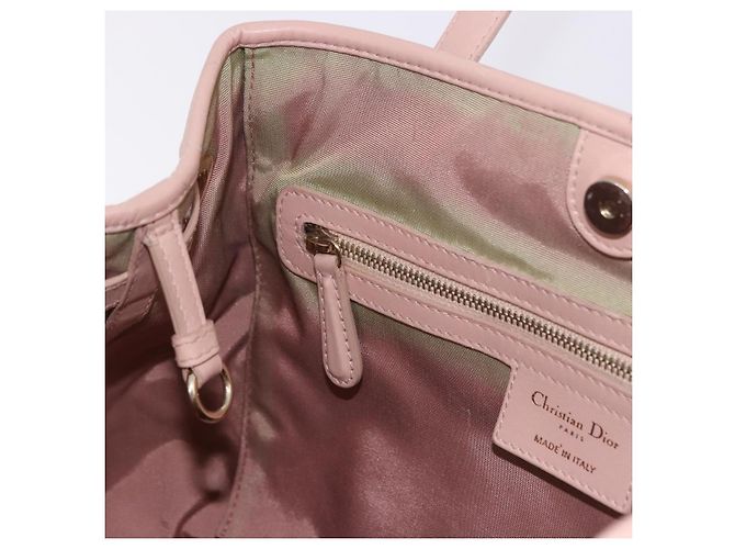 Borsa Christian Dior Canage in Tela Rosa Gold Tone Auth 194165 - vista 20