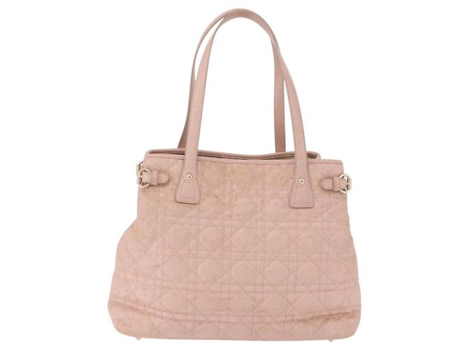 Borsa Christian Dior Canage in Tela Rosa Gold Tone Auth 194165 - vista 3