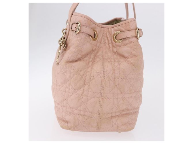 Borsa Christian Dior Canage in Tela Rosa Gold Tone Auth 194165 - vista 4