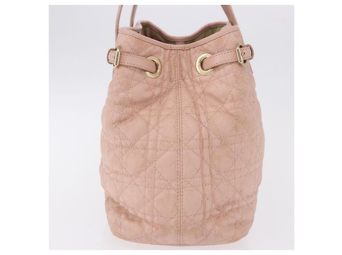 Borsa Christian Dior Canage in Tela Rosa Gold Tone Auth 194165 - vista 5