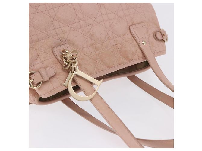 Borsa Christian Dior Canage in Tela Rosa Gold Tone Auth 194165 - vista 6