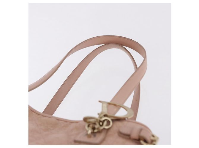 Borsa Christian Dior Canage in Tela Rosa Gold Tone Auth 194165 - vista 8